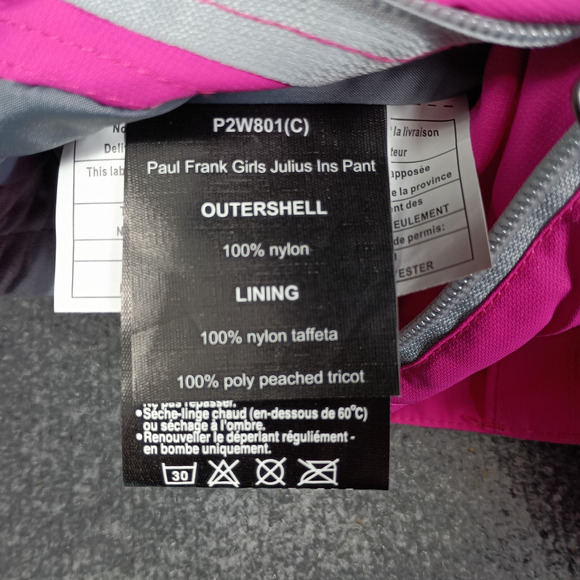 Paul Frank Snow Pants Youth Girls XS Pink Julius Insulated Ski Grow With Me - Picture 16 of 16